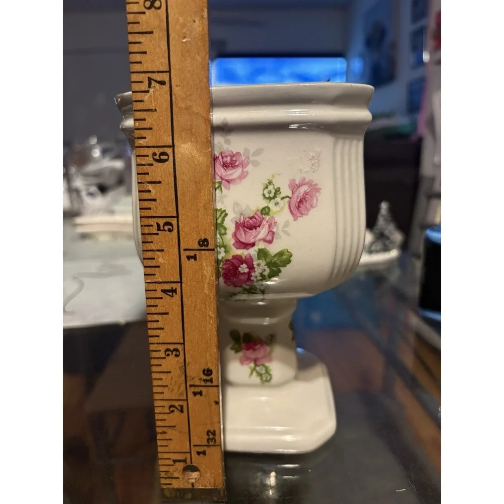 Vintage John Buck Made in England Ceramic Floral Pedestal Planter Rose Urn Vase